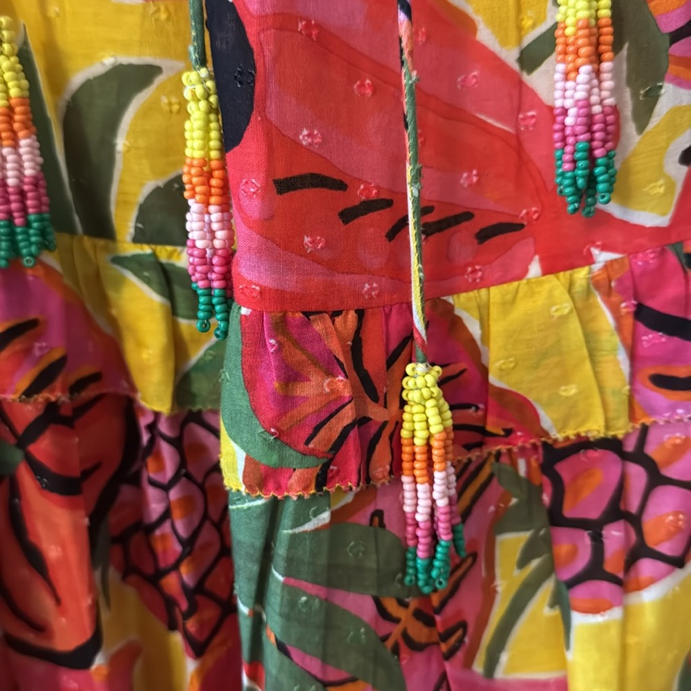 Farm Rio Vibrant Pink and Yellow Sleeveless Dress - Picture 4 of 4